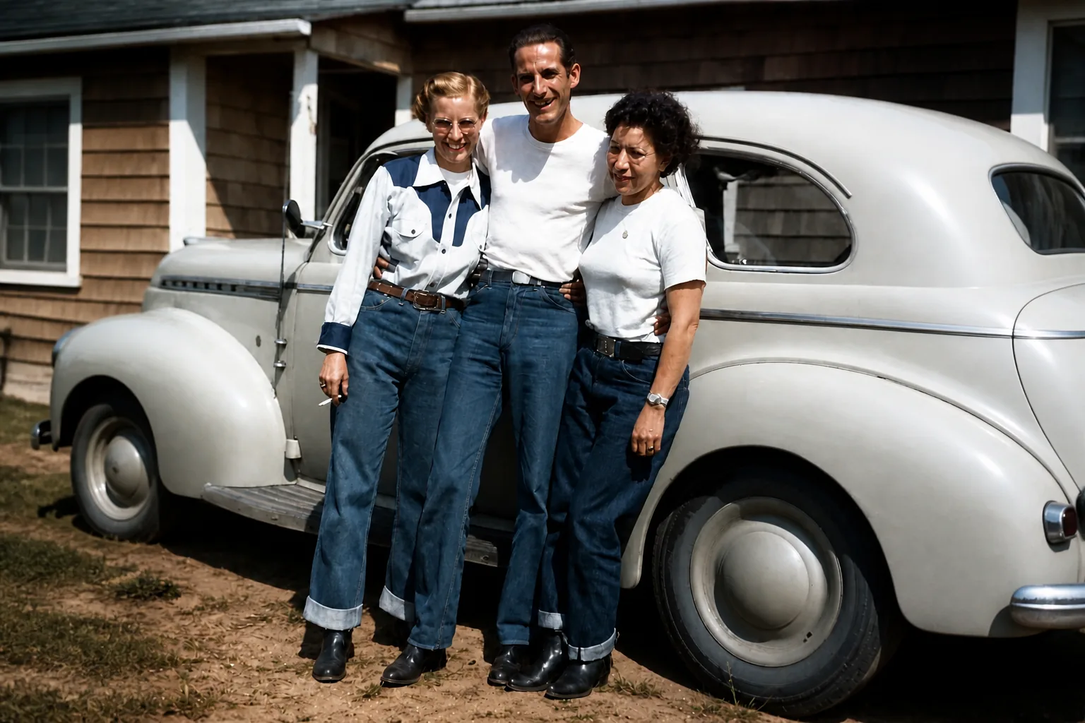 AI old photo restoration with repaired detail and natural color